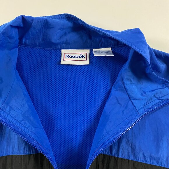 Vintage 90s Reebok Windbreaker Jacket Mens Large XL Full Zip Blue Black Nylon - Picture 5 of 12